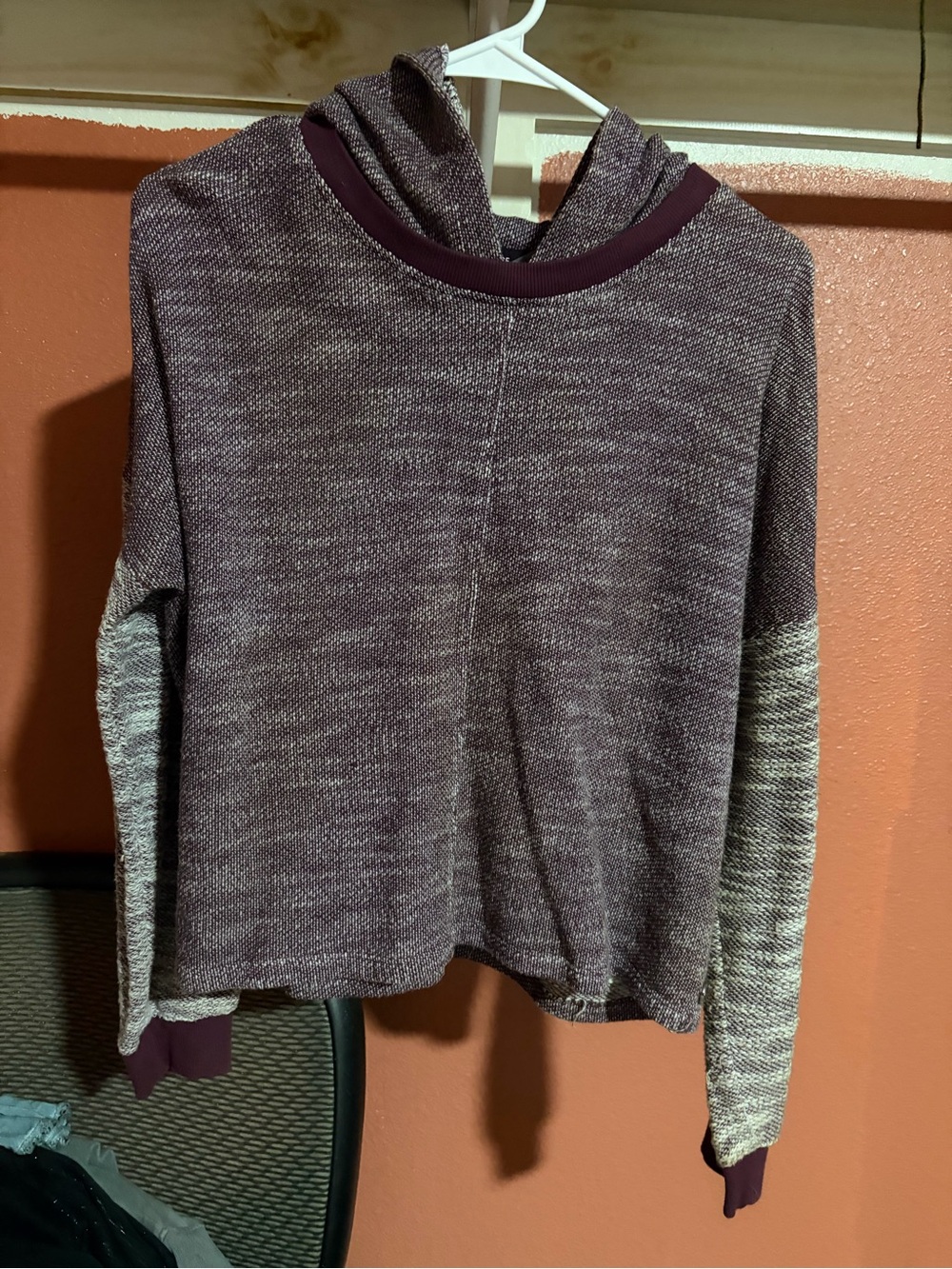 Calvin Klein Performance Plum and Light Gray Marled Cowl Neck Sweatshirt